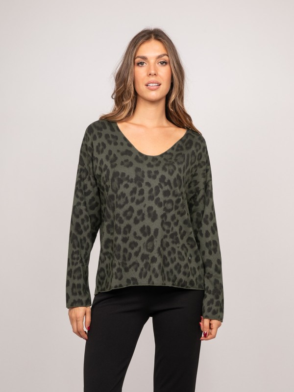 Pull maille fine imprimé...