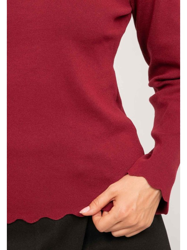 Pull fin festonné col rond...