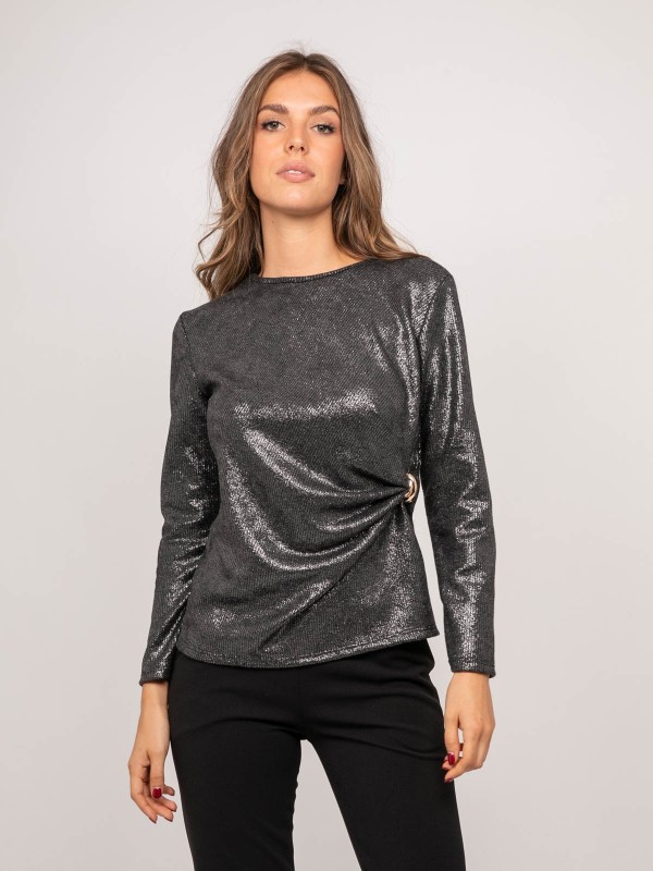 Top brillant manches...