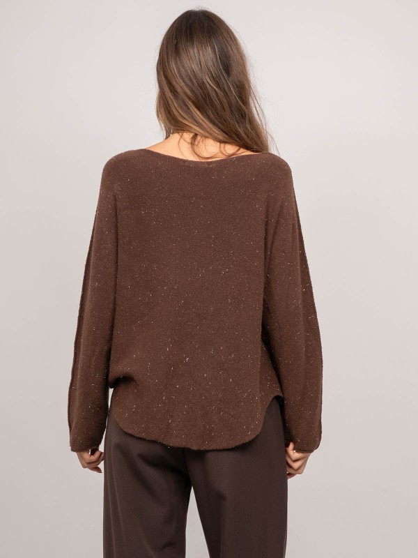 Pull col V maille fil...