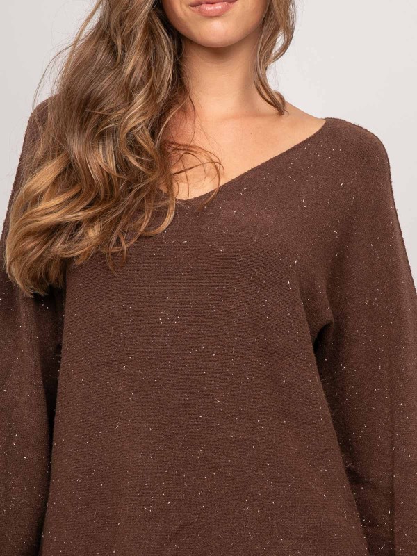 Pull col V maille fil...