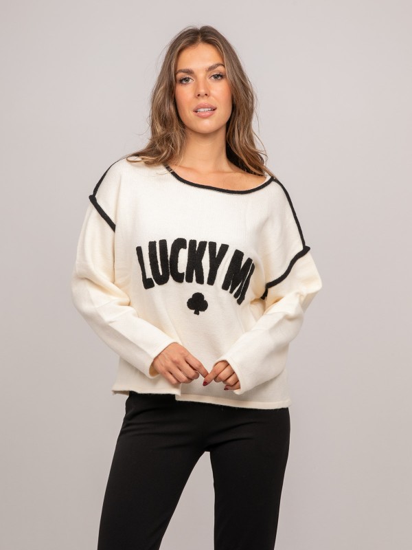 Pull oversize message brodé...
