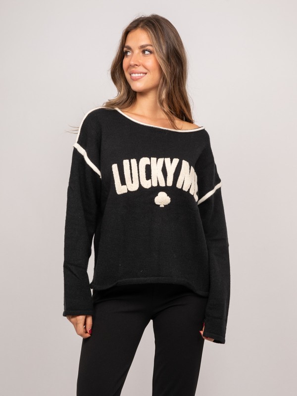 Pull oversize message brodé...
