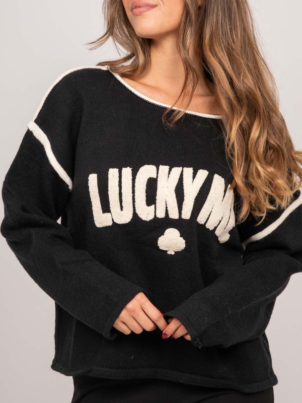 Pull oversize message brodé...