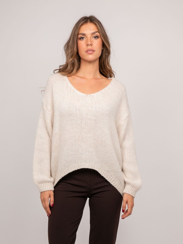 Pull col V oversize maille...