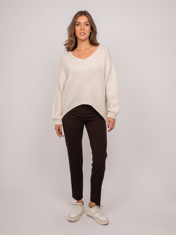 Pull col V oversize maille...