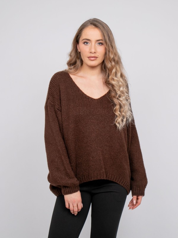 Pull col V oversize maille...