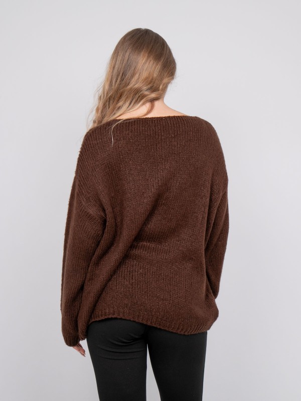 Pull col V oversize maille...