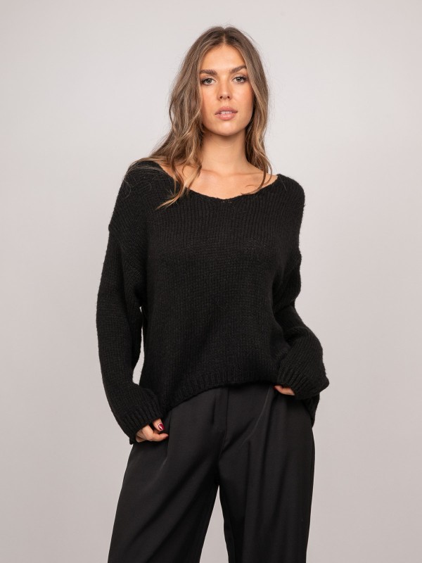 Pull col V oversize maille...