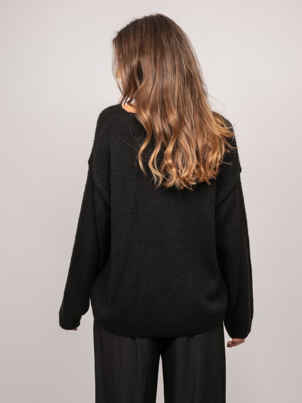 Pull col V oversize maille...