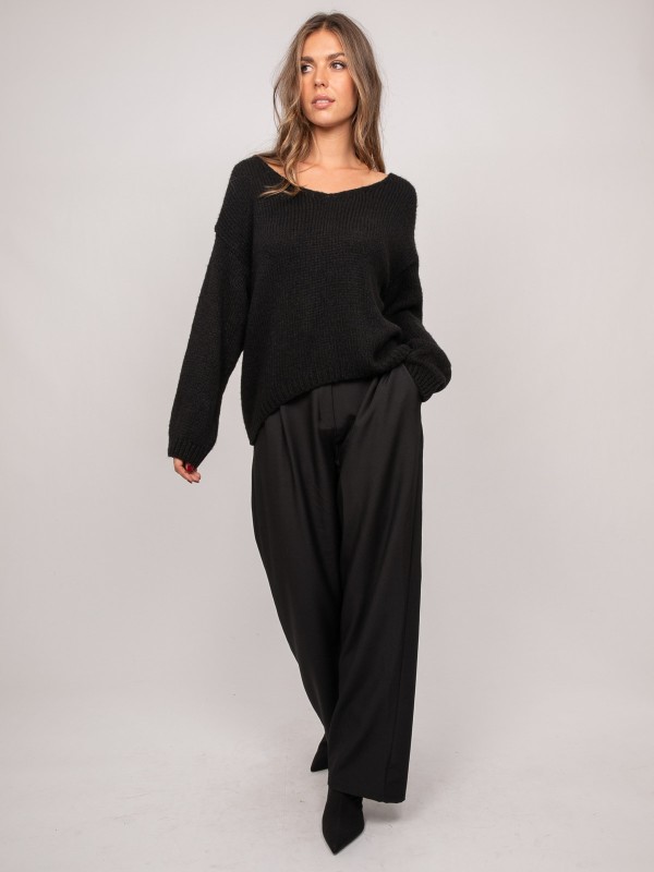 Pull col V oversize maille...