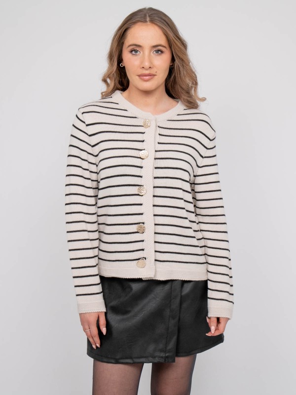 Gilet rayé boutons dorés...