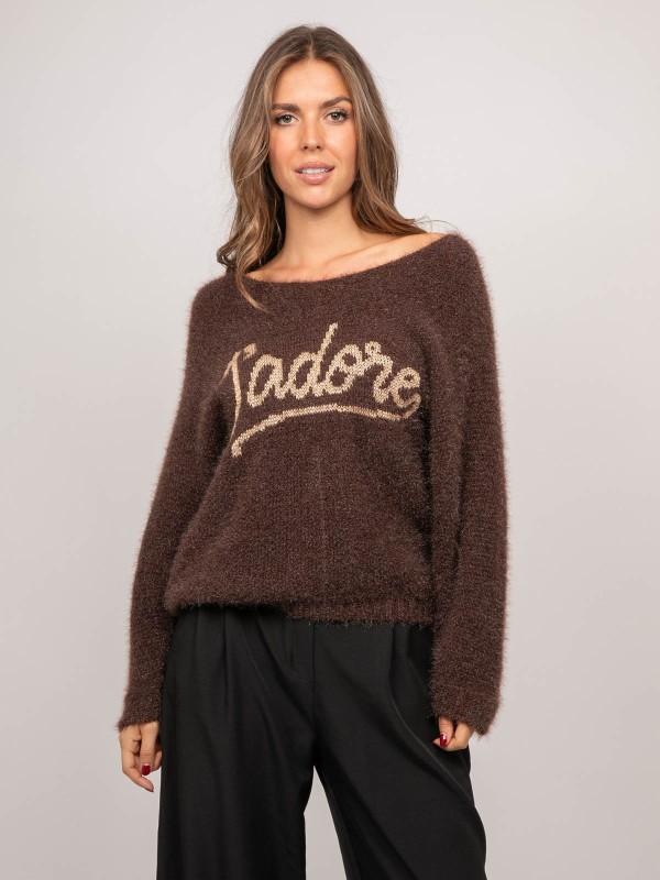 Pull message maille poilue...