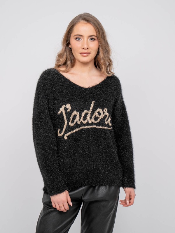 Pull message maille poilue...