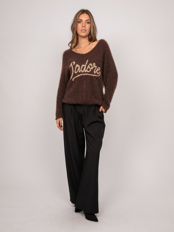 Pull message maille poilue...
