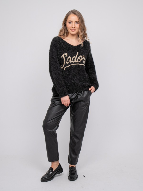 Pull message maille poilue...