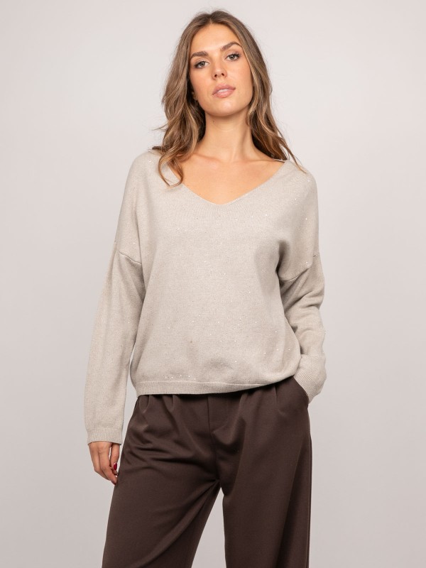 Pull maille fine col V...