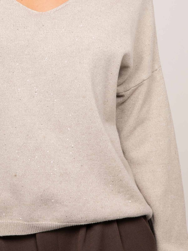 Pull maille fine col V...
