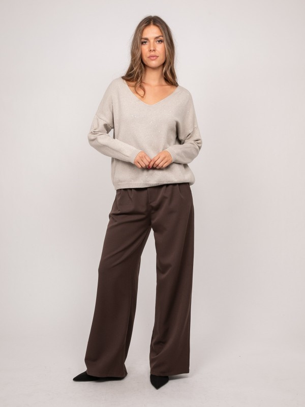 Pull maille fine col V...