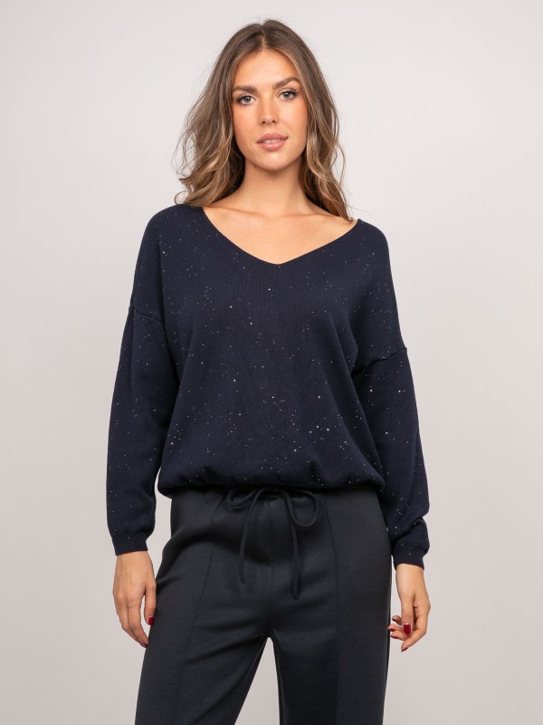 Pull maille fine col V...