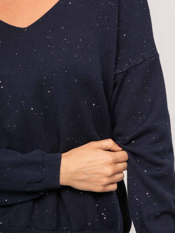 Pull maille fine col V...