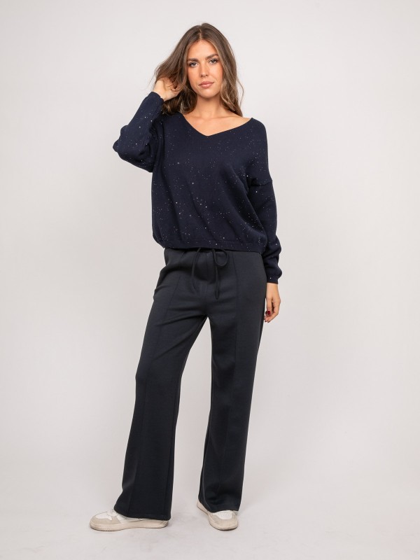 Pull maille fine col V...