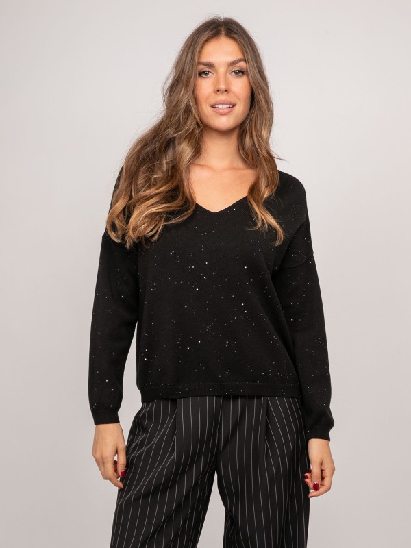 Pull maille fine col V...