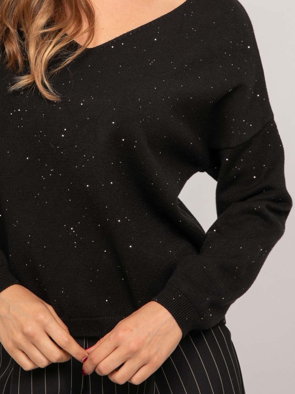 Pull maille fine col V...