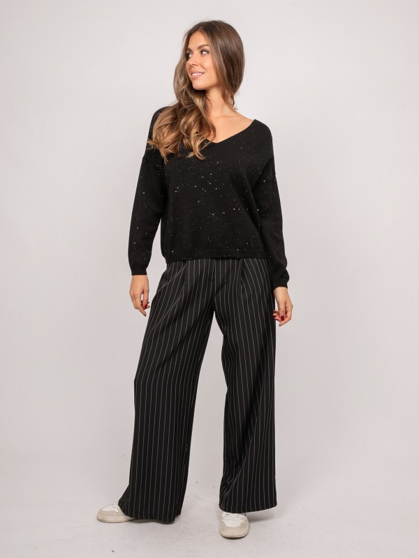 Pull maille fine col V...
