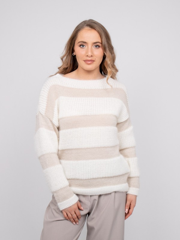 Pull rayures larges maille...