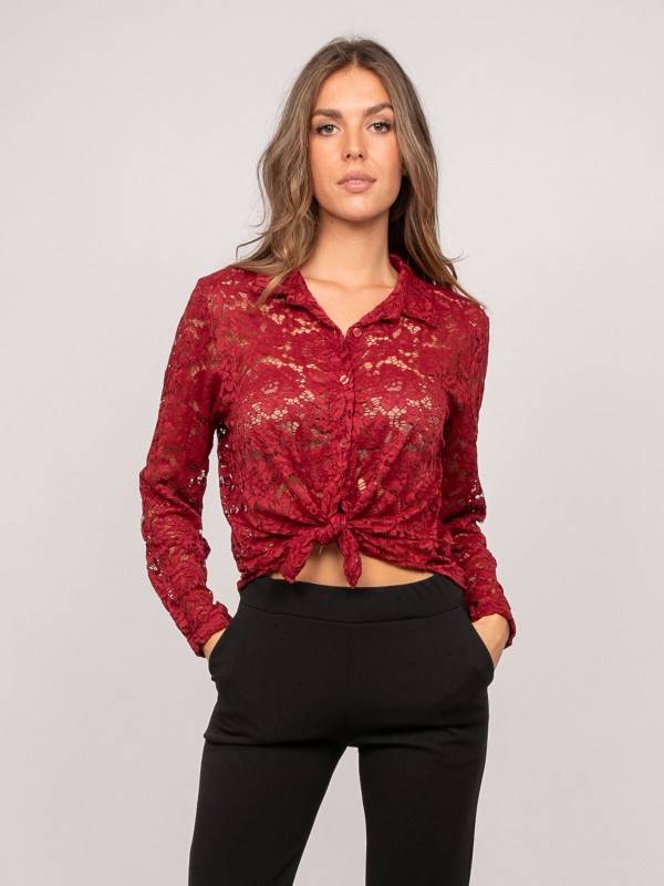 Chemise dentelle florale...