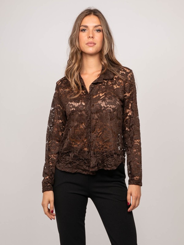 Chemise dentelle florale...