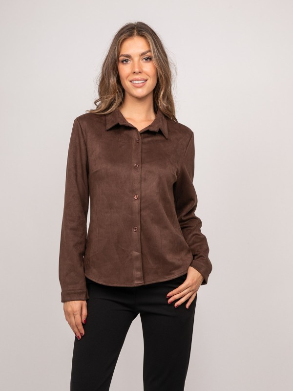 Chemise ajustée suédine...