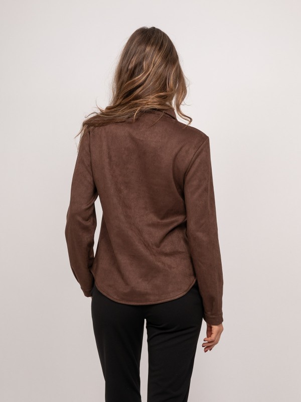 Chemise ajustée suédine...