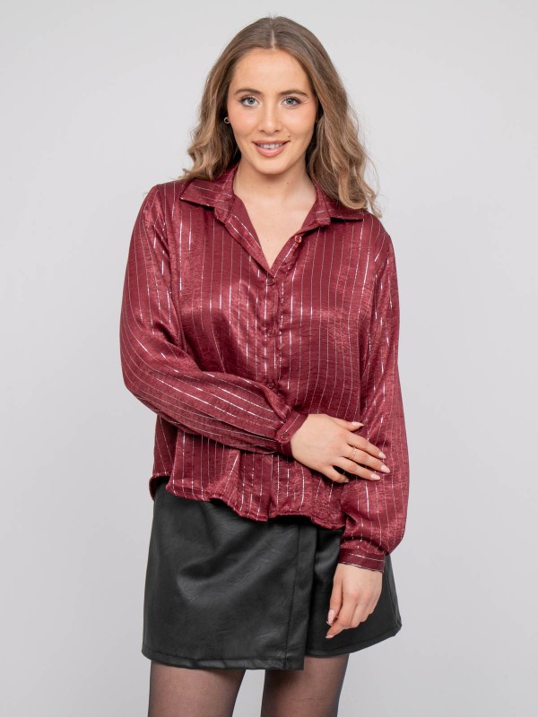 Chemise satinée rayures...