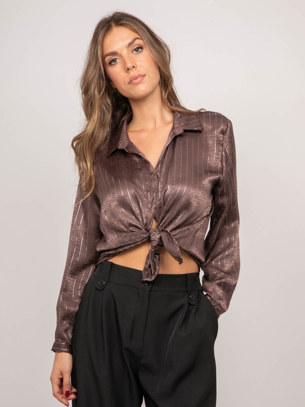 Chemise satinée rayures...