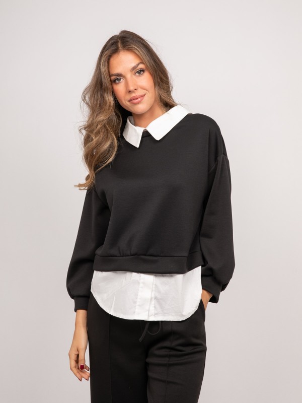 Sweat 2 en 1 effet chemise...