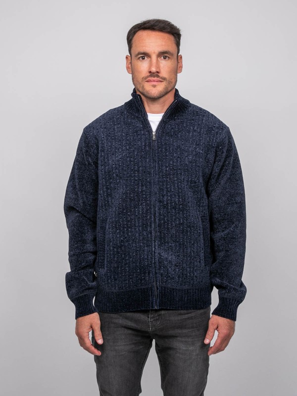 Gilet chenille zippé col...