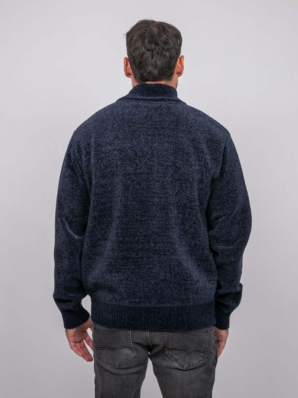 Gilet chenille zippé col...