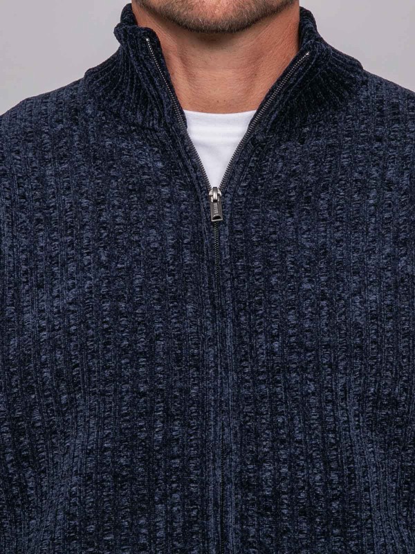 Gilet chenille zippé col...