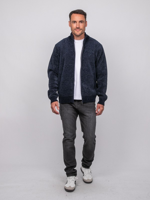 Gilet chenille zippé col...