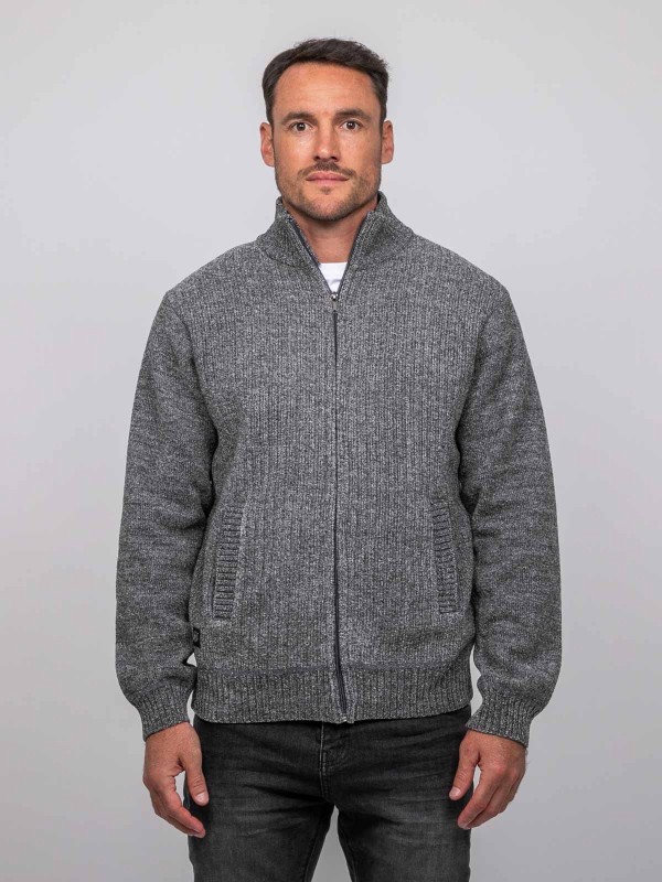 Gilet chenille zippé col...