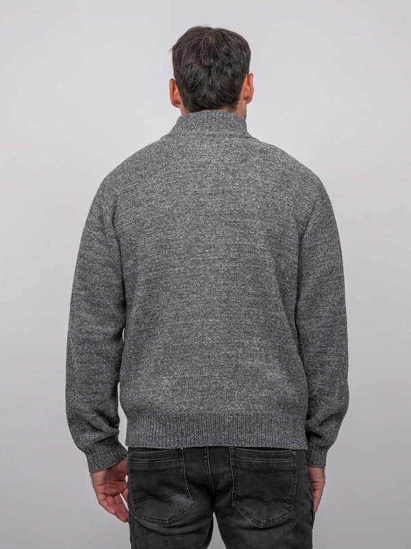 Gilet chenille zippé col...