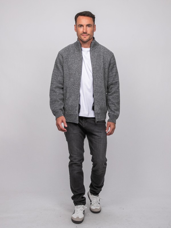 Gilet chenille zippé col...