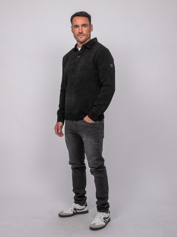 Pull polo chenille col...