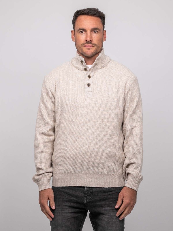 Pull col montant boutonné...