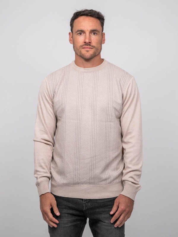 Pull fin col rond jacquard...