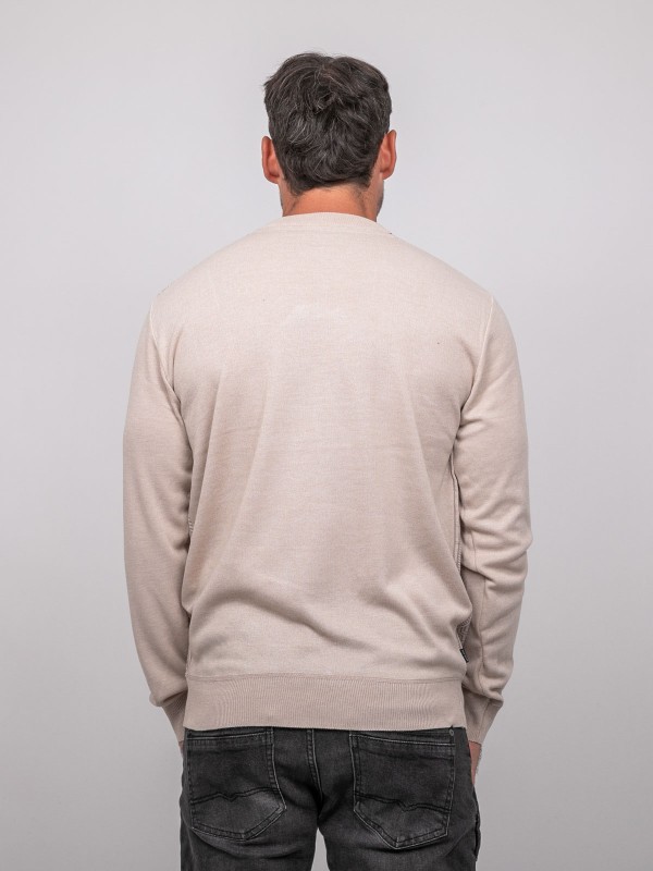 Pull fin col rond jacquard...
