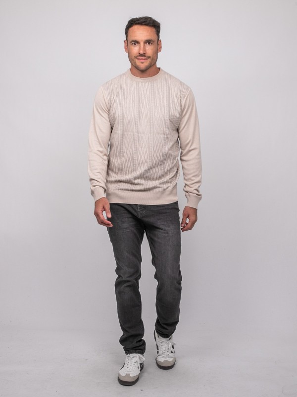 Pull fin col rond jacquard...