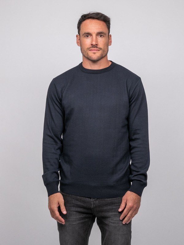 Pull fin col rond jacquard...